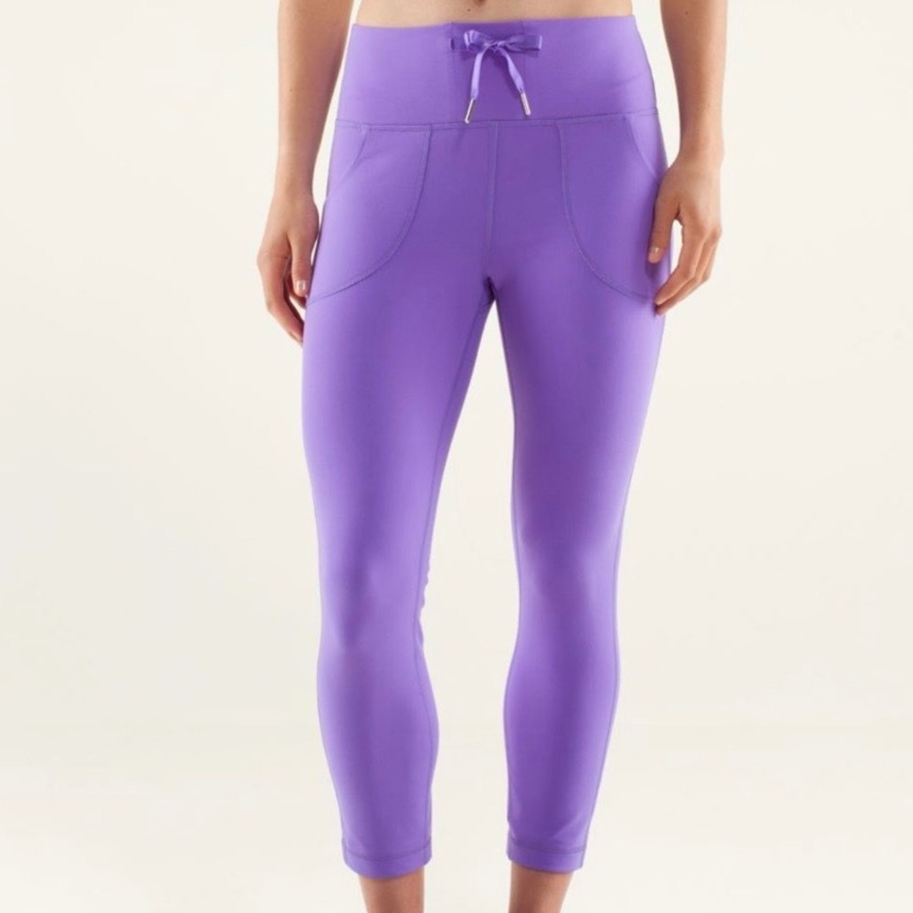 Lululemon Will Crop Power Purple High Rise Yoga Leggings Pants Size 6